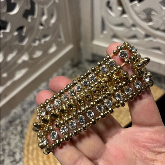 Gold Crystal Stretch Bracelet - Women - Picture 2 of 3